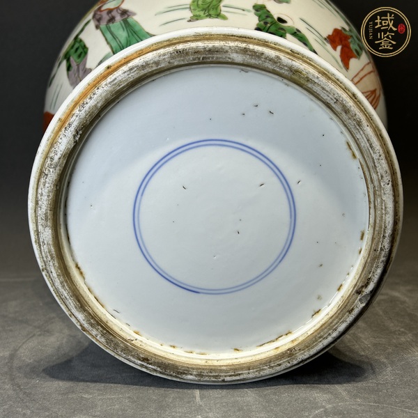 古玩陶瓷仕女嬰戲紋五彩將軍罐真品鑒賞圖