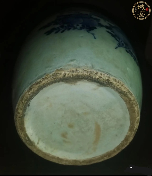 古玩陶瓷豆青青花花卉雙耳瓶拍賣，當前價格2888元