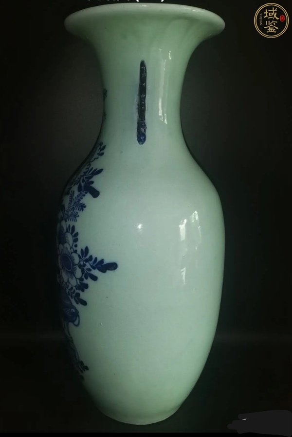 古玩陶瓷豆青青花花卉雙耳瓶拍賣，當前價格2888元