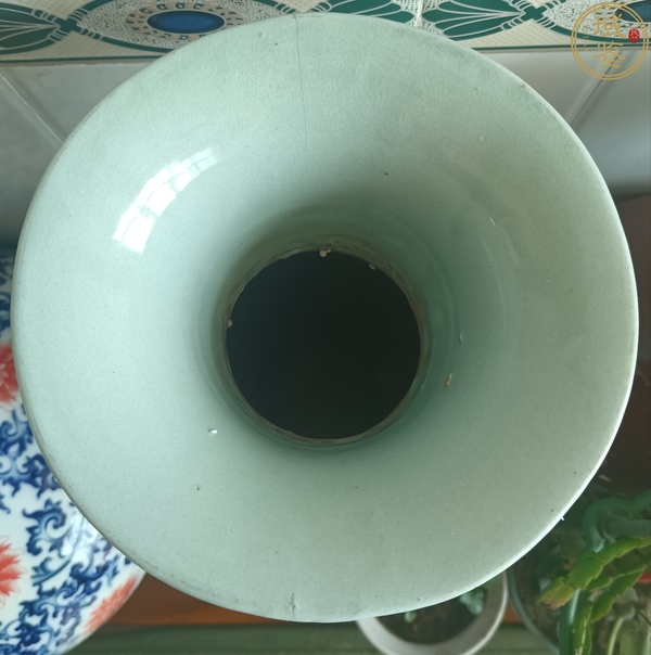 古玩陶瓷豆青青花花卉雙耳瓶拍賣，當前價格2888元