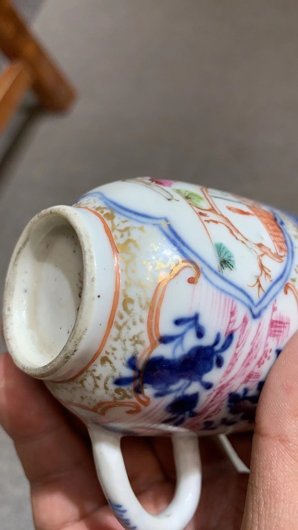 古玩陶瓷青花花卉粉彩人物把杯拍賣，當(dāng)前價(jià)格1200元