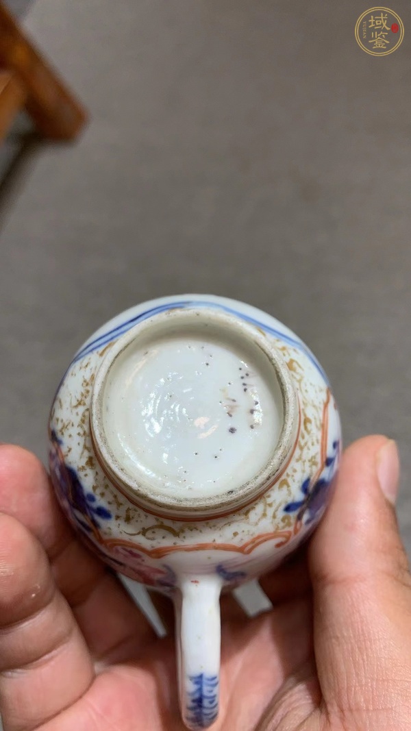 古玩陶瓷青花花卉粉彩人物把杯真品鑒賞圖