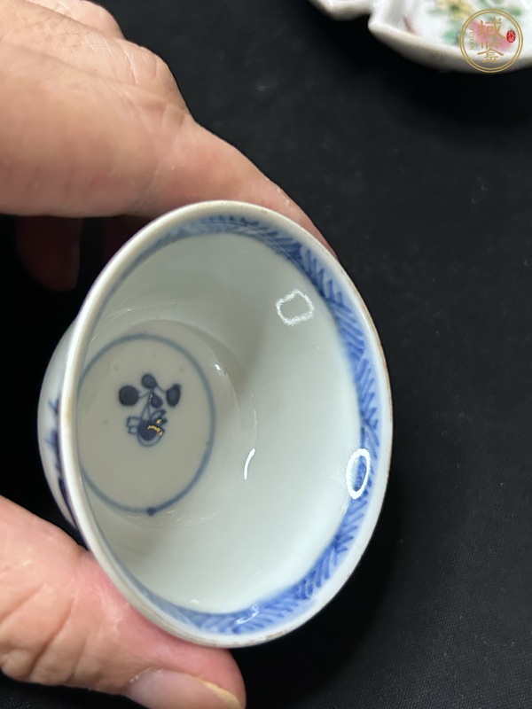 古玩陶瓷青花描金牧牛圖茶杯真品鑒賞圖