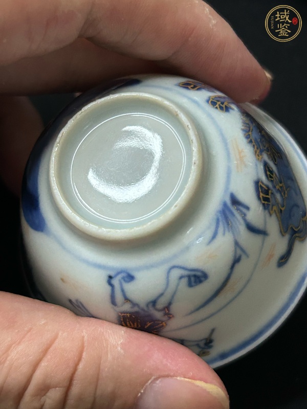 古玩陶瓷青花描金牧牛圖茶杯真品鑒賞圖
