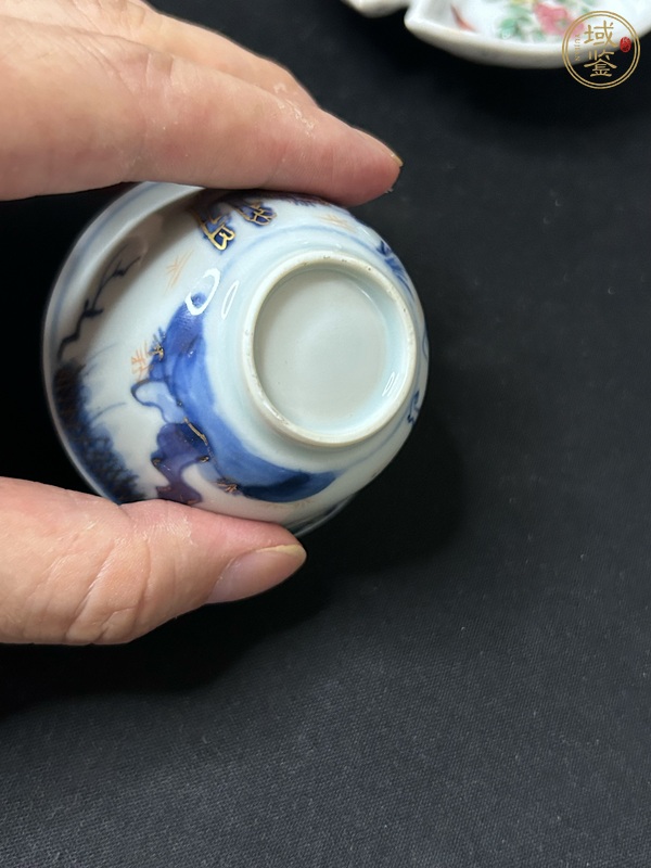 古玩陶瓷青花描金牧牛圖茶杯真品鑒賞圖