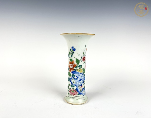 古玩清乾隆·粉彩花卉花觚真品鑒賞圖