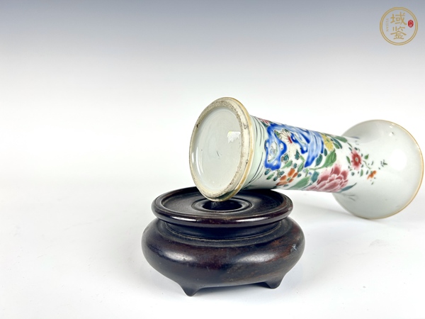 古玩陶瓷清乾隆·粉彩花卉花觚真品鑒賞圖