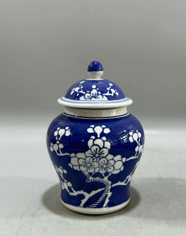 古玩陶瓷青花冰梅圖蓋罐拍賣，當(dāng)前價格230元