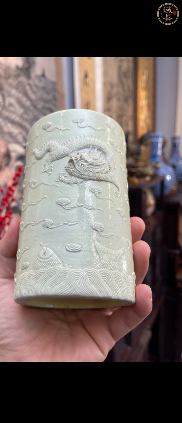 古玩龍紋筆筒真品鑒賞圖