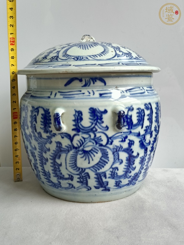 古玩陶瓷青花纏枝花紋四系粥罐真品鑒賞圖