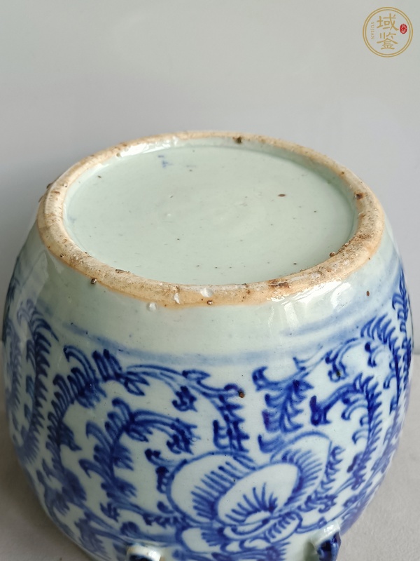 古玩陶瓷青花纏枝花紋四系粥罐真品鑒賞圖