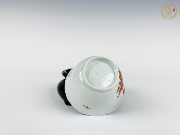 古玩陶瓷清康熙·礬紅雜寶花鳥(niǎo)描金花口杯碟真品鑒賞圖