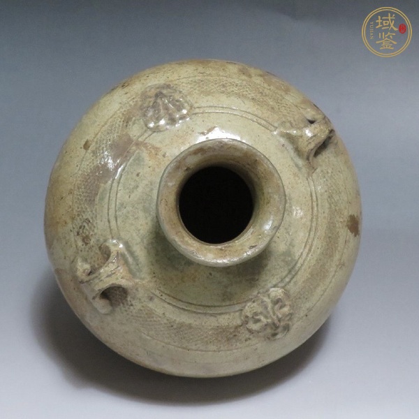 古玩陶瓷越窯青瓷雙系鋪首罐真品鑒賞圖