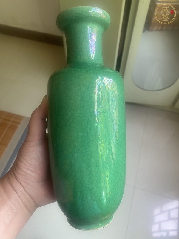 古玩陶瓷綠哥釉棒槌瓶真品鑒賞圖