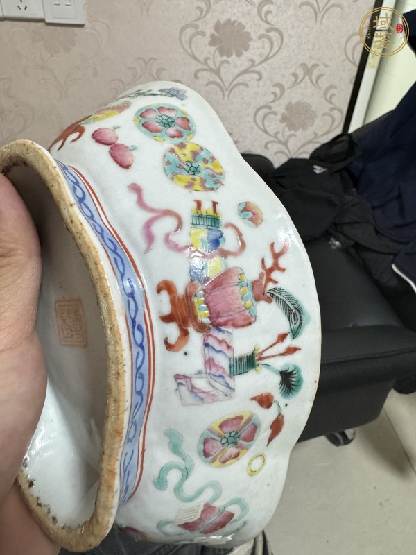 古玩陶瓷海棠型貢盤真品鑒賞圖