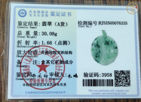 古玩玉器天然翡翠掛件真品鑒賞圖