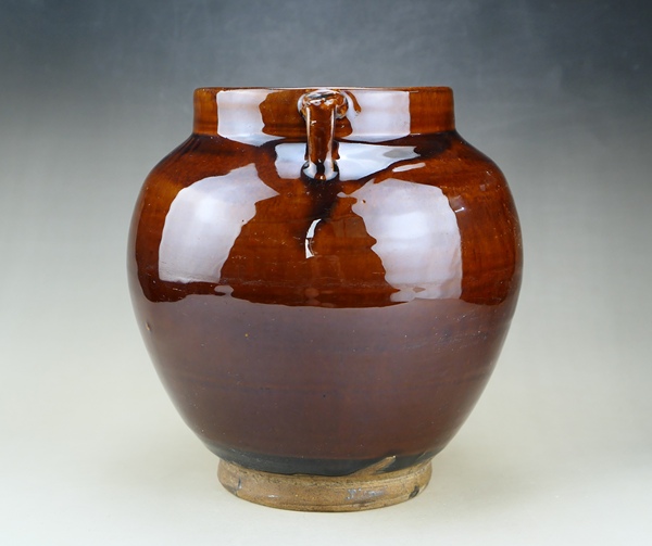 古玩陶瓷精品:明晚期紅耀州雙系罐（極品發(fā)色）拍賣，當前價格9999元
