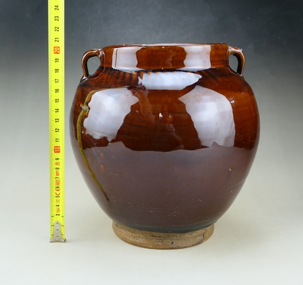古玩陶瓷精品:明晚期紅耀州雙系罐（極品發(fā)色）拍賣，當前價格9999元