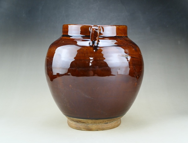 古玩陶瓷精品:明晚期紅耀州雙系罐（極品發(fā)色）拍賣，當前價格9999元