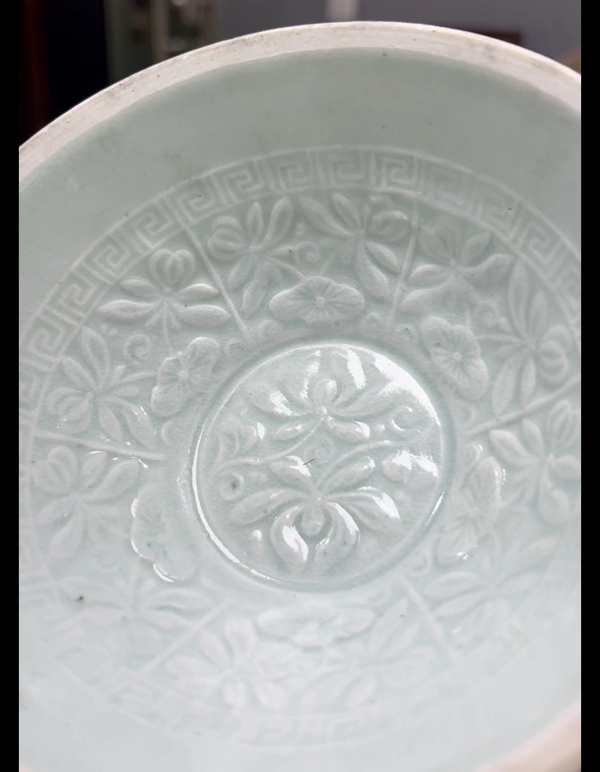 古玩陶瓷青白釉印花斗笠盞拍賣，當(dāng)前價(jià)格1元