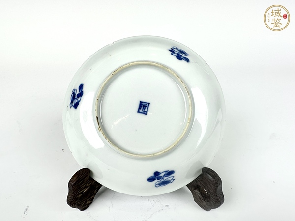 古玩陶瓷清康熙·青花描金加彩斗雞圖盤真品鑒賞圖