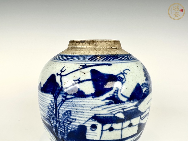 古玩清中期·青花山水人物大罐真品鑒賞圖