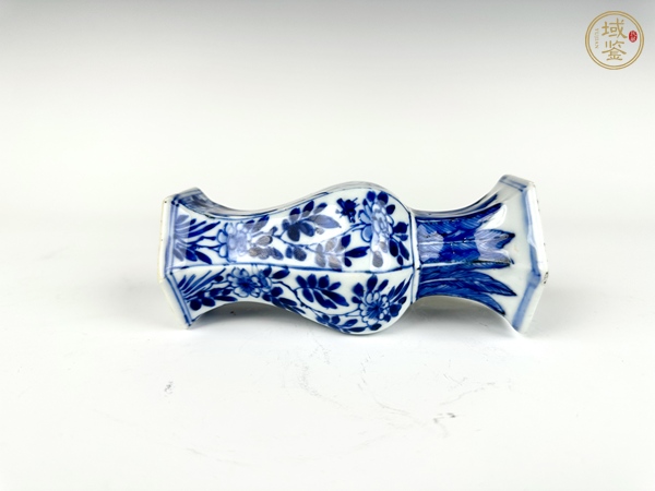古玩陶瓷清康熙·青花花卉芭蕉葉紋六方瓶真品鑒賞圖