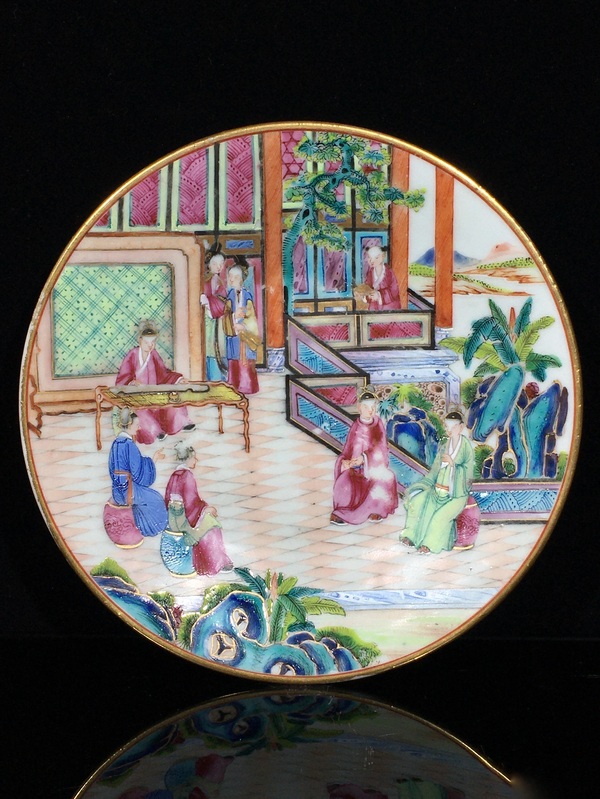 古玩轉(zhuǎn)賣(mài)嘉道廣彩通景人物盤(pán)拍賣(mài)，當(dāng)前價(jià)格0元