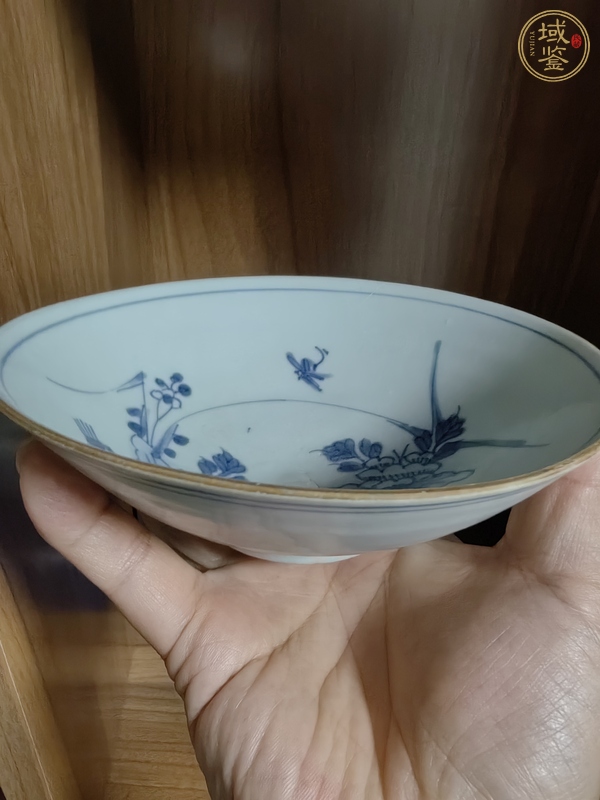 古玩陶瓷青花花卉紋斗笠碗真品鑒賞圖