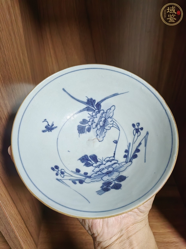 古玩陶瓷青花花卉紋斗笠碗真品鑒賞圖