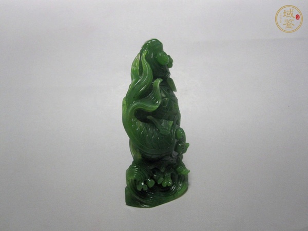 古玩玉器和田碧玉年年有余擺件真品鑒賞圖
