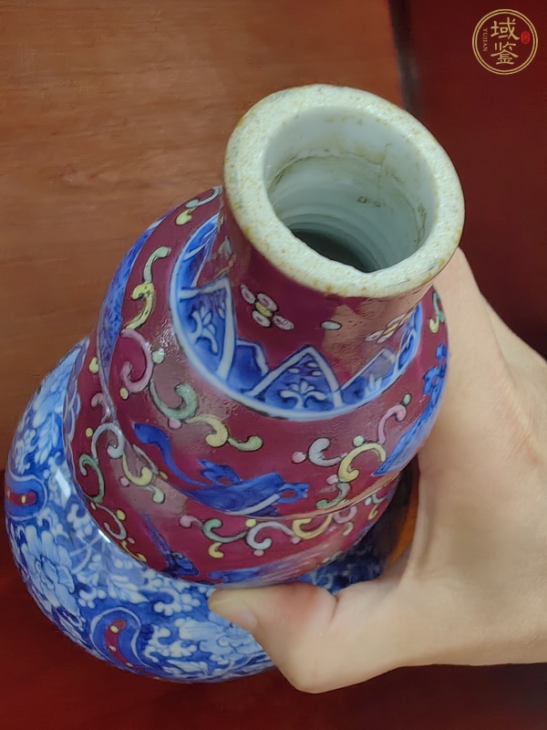 古玩陶瓷青花加彩花鳥紋葫蘆瓶真品鑒賞圖
