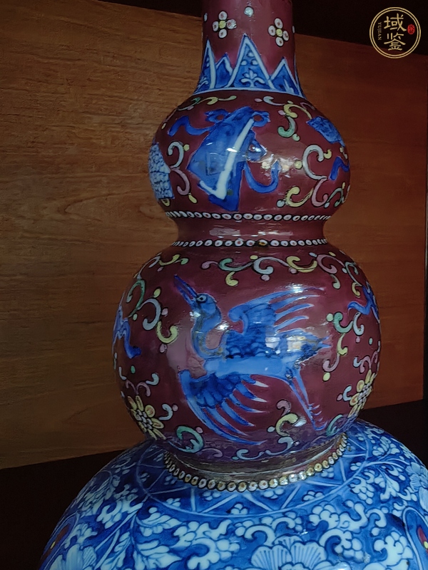 古玩陶瓷青花加彩花鳥紋葫蘆瓶真品鑒賞圖