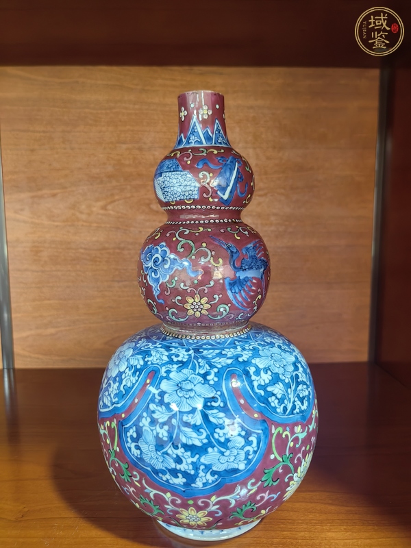 古玩陶瓷青花加彩花鳥紋葫蘆瓶真品鑒賞圖