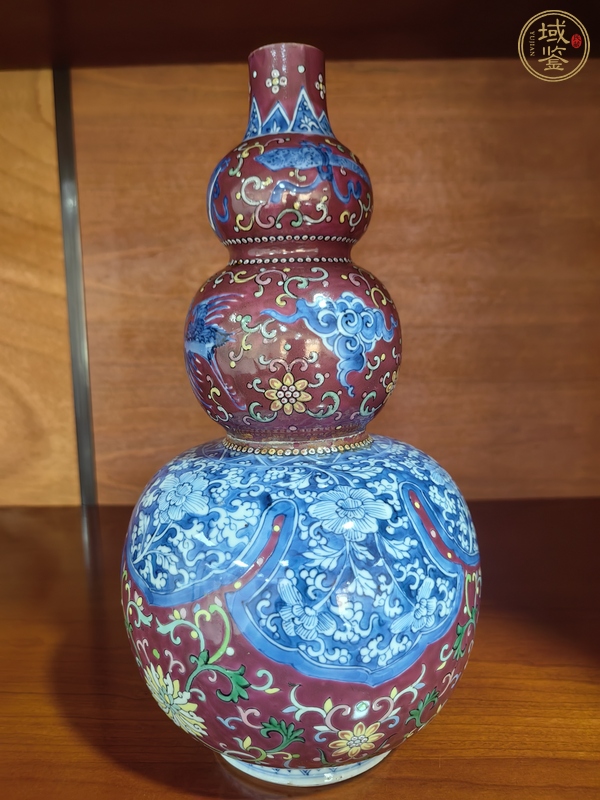 古玩陶瓷青花加彩花鳥紋葫蘆瓶真品鑒賞圖