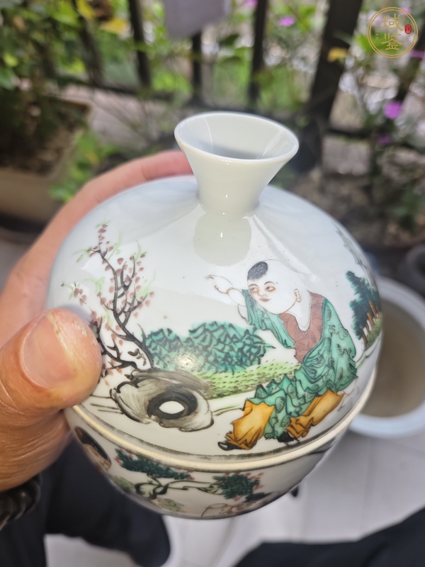 古玩陶瓷民國粉彩人物糖缸真品鑒賞圖