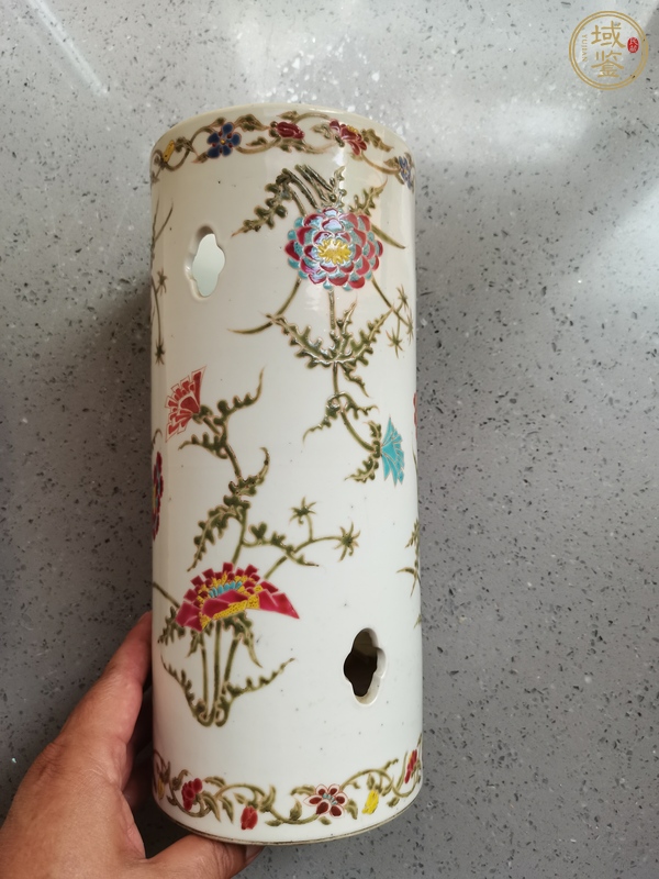 古玩陶瓷粉彩帽筒真品鑒賞圖