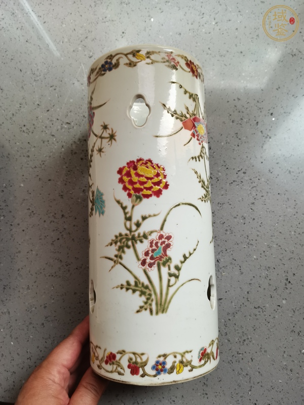 古玩粉彩帽筒真品鑒賞圖