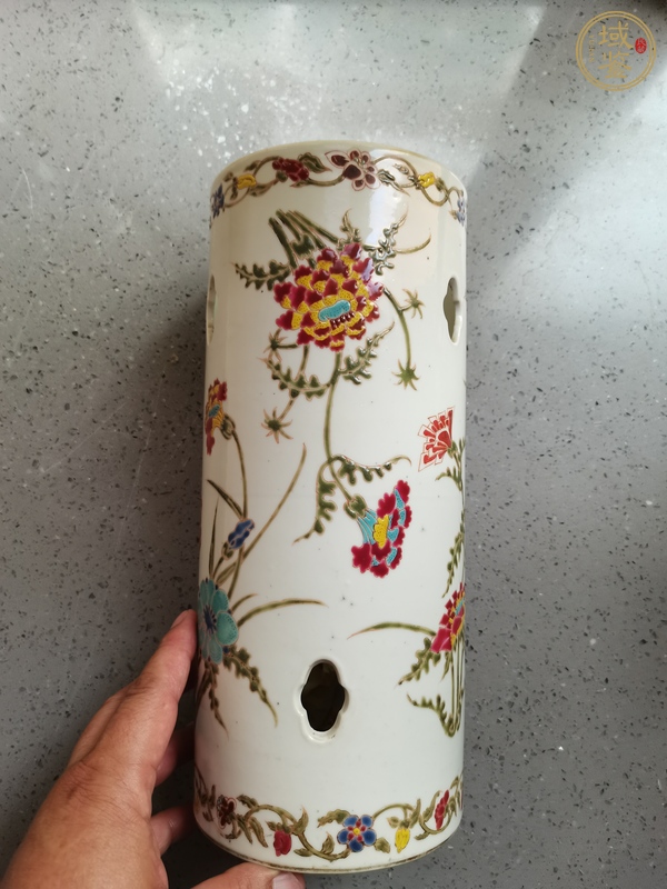 古玩陶瓷粉彩帽筒真品鑒賞圖