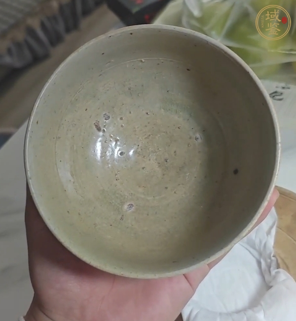 古玩陶瓷青釉杯和托真品鑒賞圖