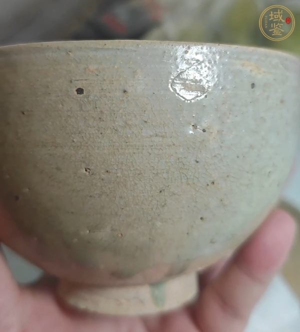 古玩陶瓷青釉杯和托真品鑒賞圖
