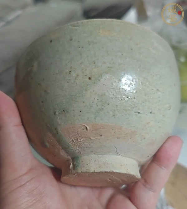 古玩陶瓷青釉杯和托真品鑒賞圖