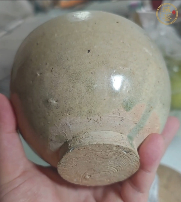 古玩陶瓷青釉杯和托真品鑒賞圖