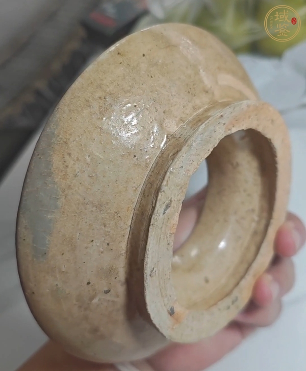 古玩陶瓷青釉杯和托真品鑒賞圖
