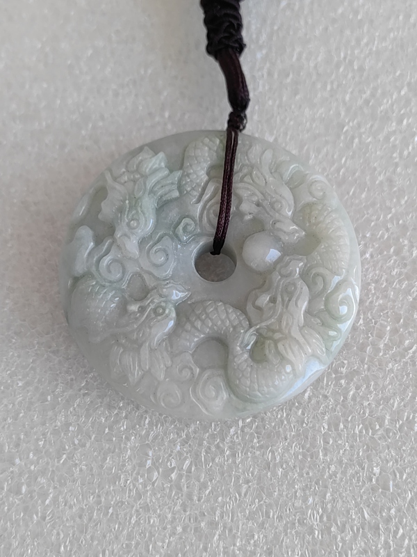 古玩玉器天然翡翠雕“龍紋牌”拍賣，當(dāng)前價格398元