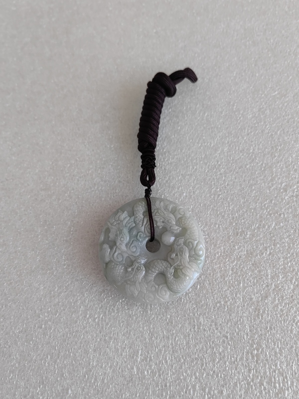 古玩玉器天然翡翠雕“龍紋牌”拍賣，當(dāng)前價格398元