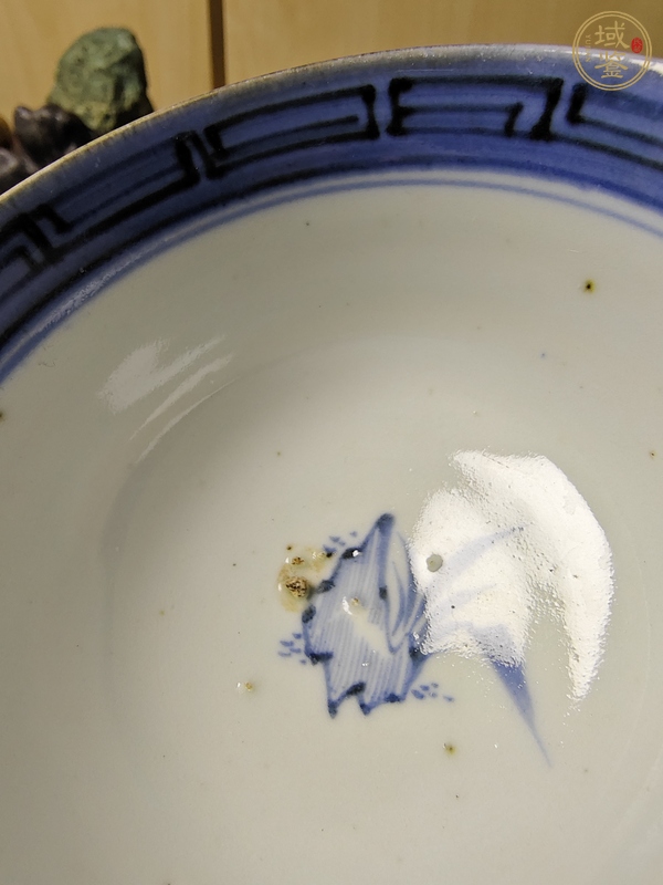 古玩陶瓷大雞圖青花小碗真品鑒賞圖