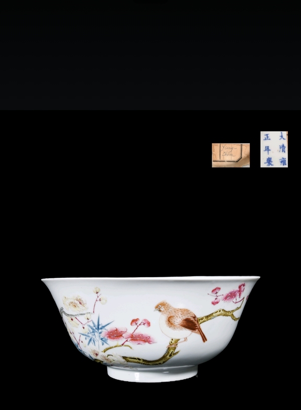 古玩陶瓷粉彩花鳥(niǎo)梅竹紋大碗拍賣(mài)，當(dāng)前價(jià)格88888元