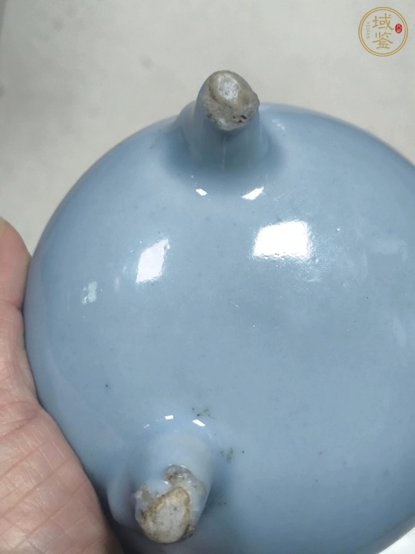 古玩陶瓷天藍釉香爐真品鑒賞圖