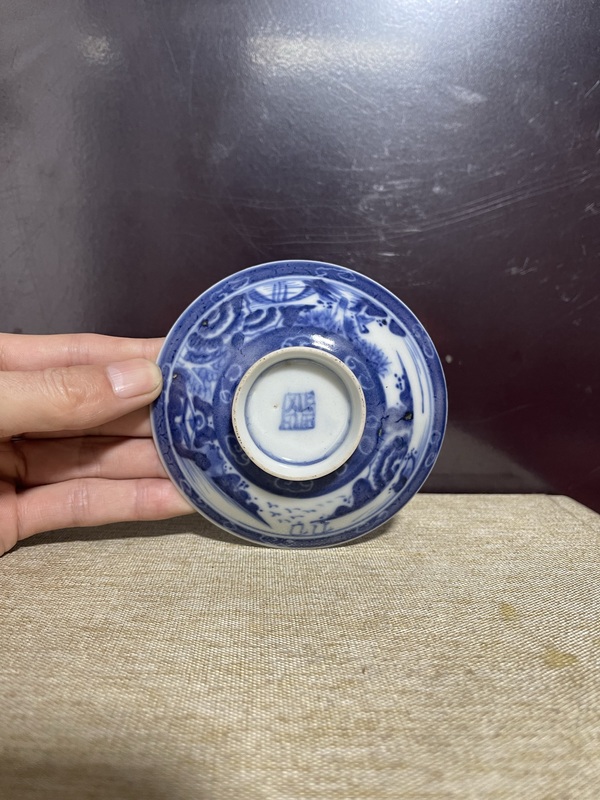 古玩陶瓷清.青花山水蓋碗拍賣，當前價格2880元